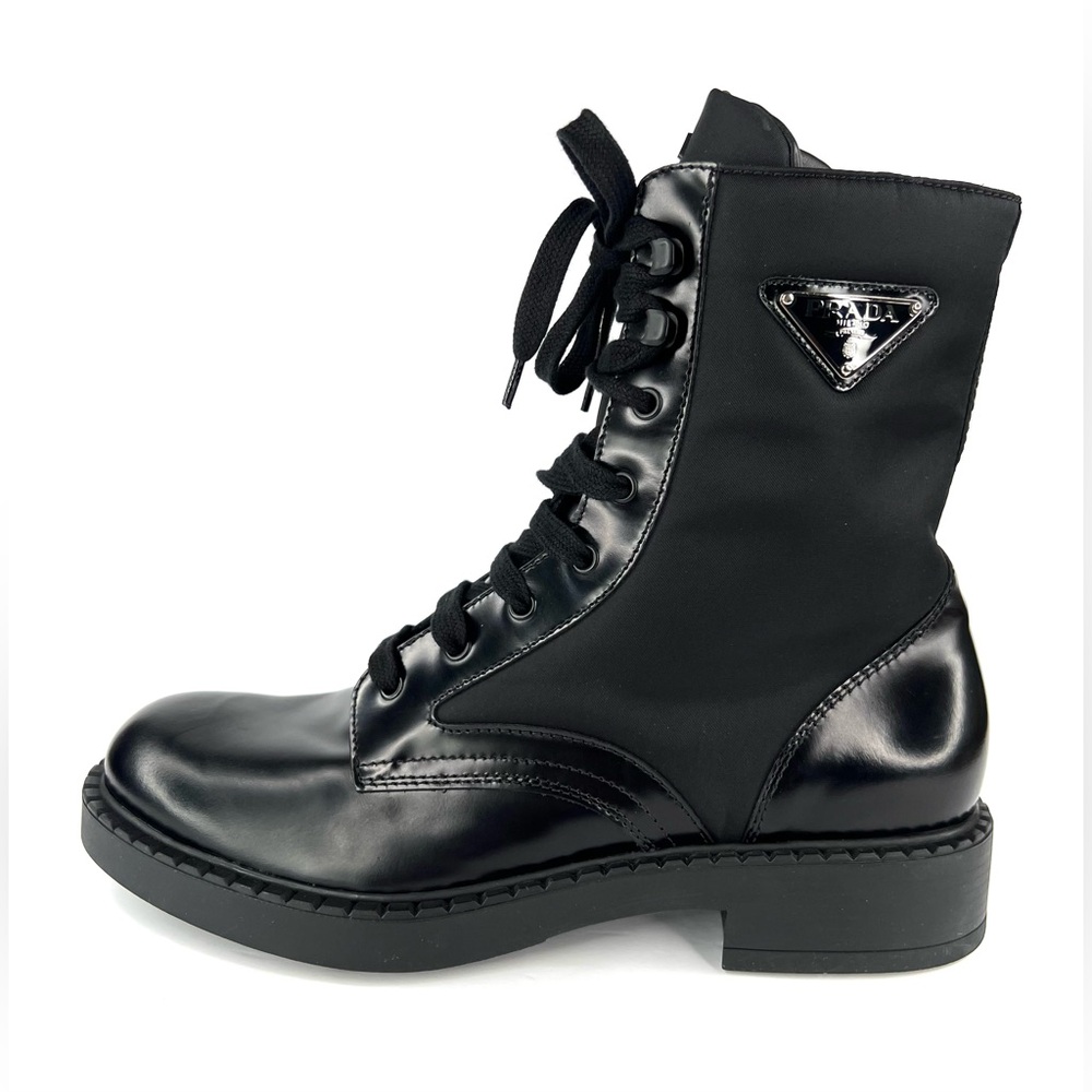 Prada Men's Eco Nylon & Leather Triangle Logo Combat Boots UK 10 - US 11 - EU 44 - Picture 10 of 14